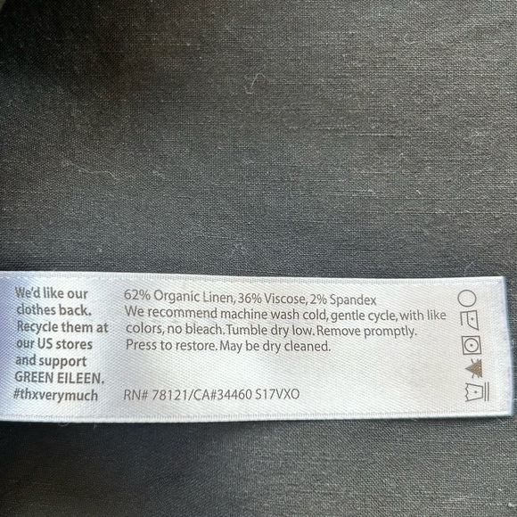 Eileen Fisher Black Pants Size 14 - Organic Linen Blend - Straight Leg, Size Zip - Picture 12 of 15